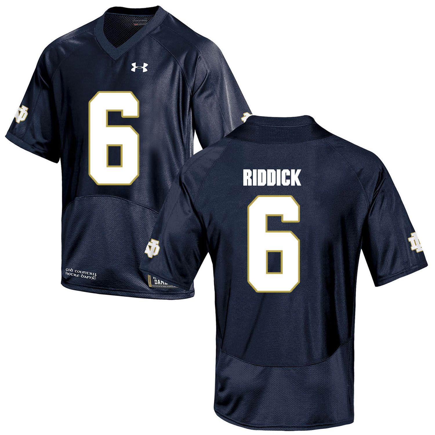 Men Norte Dame Fighting Irish 6 Riddick Navy Blue Customized NCAA Jerseys